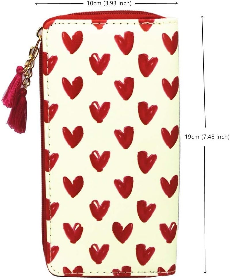 MayeBridge Timlee Cute Rainbow Unicorn Long Wallets Long Purse Red Heart Wallet For Girls Women Girls Christmas Gift(Heart Red) - Image 1